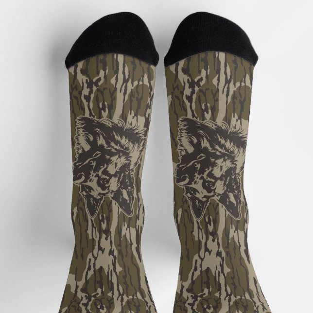 Calcetines Bottomland Camo German Shepherd Silhouette (Arriba)