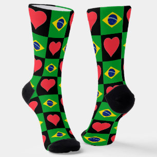Calcetines Brasil: Fun patriótico brasileño con el patrón del