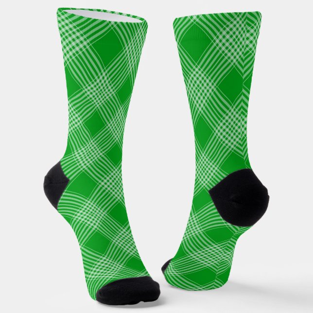 Calcetines Bright Green Plaid Checked Pattern (Angular)