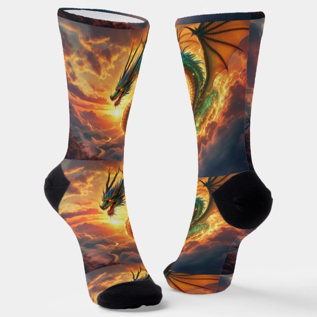 Calcetines Bright Socks UNISEX Emerald Green Dragon 0040753 (Angular)