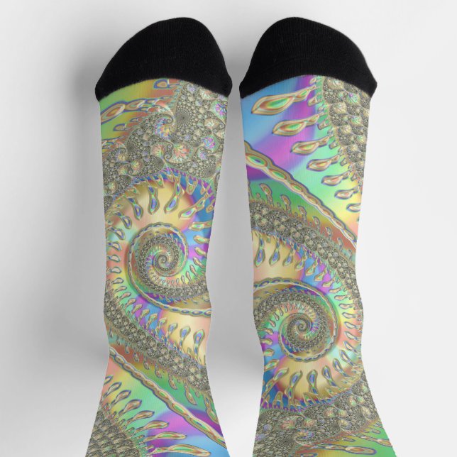 Calcetines Brillante espiral espiral fractal arte abstracto d (Arriba)