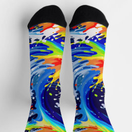 Calcetines Brillante negrita Fun Paint Splatter Swirl Asimétr
