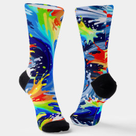 Calcetines Brillante negrita Fun Paint Splatter Swirl Asimétr