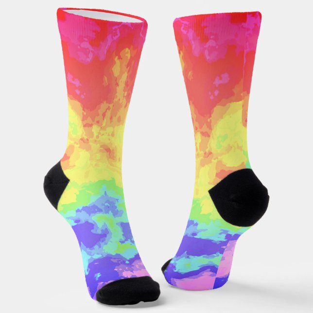 Calcetines Brillante Swirly Boho Hippie Trippy Groovy Rainbow (Angular)