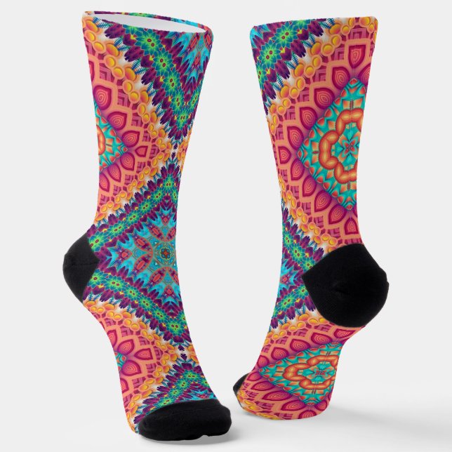 Calcetines Brillantes Fractal Patrones Sin Costura (Angular)
