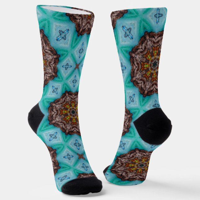 Calcetines Brillantes Fractal Patrones Sin Costura (Angular)