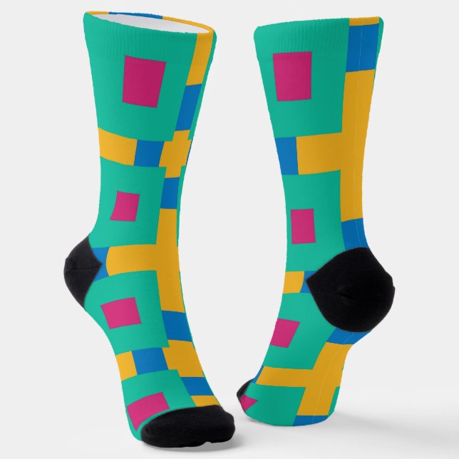 Calcetines Brillantes Fractales Patrones Sin Costu (Angular)