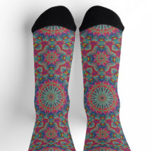 Calcetines Brillantes Patrones Fractales Sin Costu