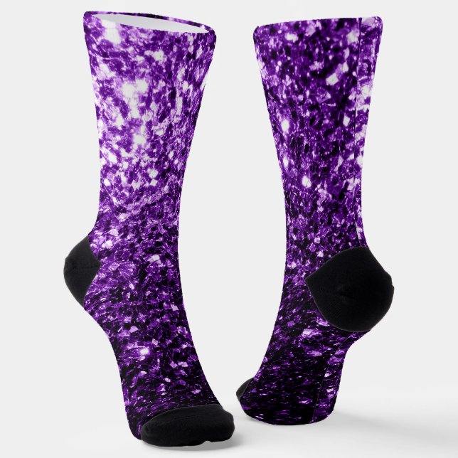 Calcetines Brillantes purpurinas de color morado oscuro (Angular)