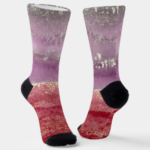 Calcetines Brillo elegante morado y dorado