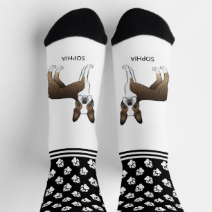 Calcetines Brindle Boston Terrier Con Nombre Y Palas