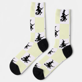 Calcetines Brujas Negras Cuadros Amarillos y Blancos