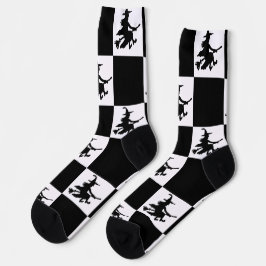 Calcetines Brujas Negras Cuadros Negros y Blancos