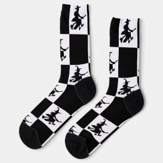 Calcetines Brujas Negras Cuadros Negros y Blancos