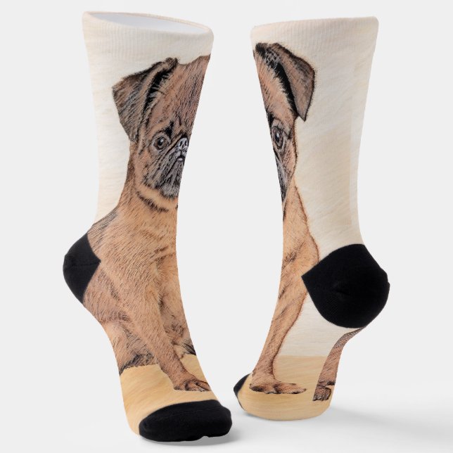 Calcetines Bruselas Griffon Smooth Painting Original Dog Art (Angular)