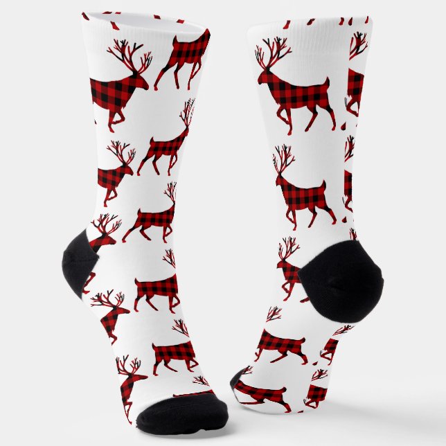 Calcetines Búfalo Plaid Stag Reindeer (Angular)