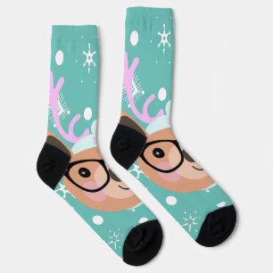 Calcetines Bufanda Gorra Gafas Fiesta de Navidad Reno Lindo