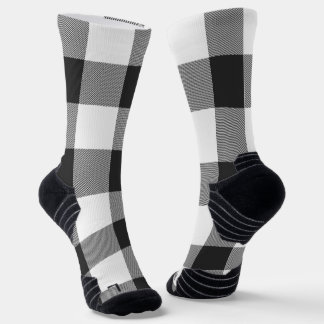 Calcetines Buffalo Check White and Black Squares Plaid