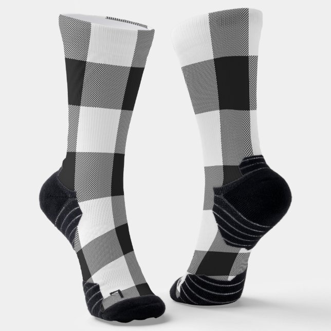Calcetines Buffalo Check White and Black Squares Plaid (Angular)