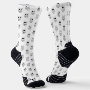 Calcetines Búho de dibujos animados blanco lindo ojos grandes
