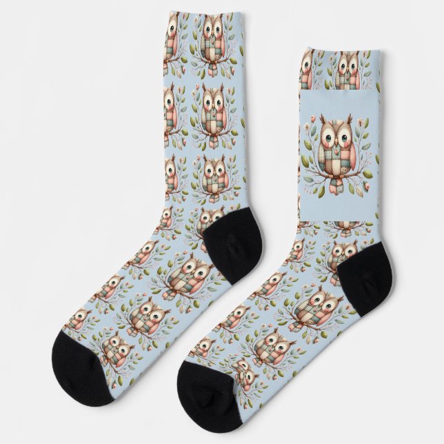Calcetines Búho de Parche en Bosque Caprichoso (Izquierda)