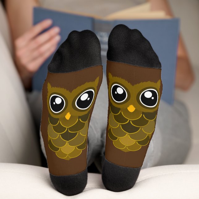 Calcetines Búho marrón Kawaii (Abajo)