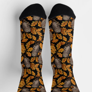Calcetines Búhos de otoño sobre negro
