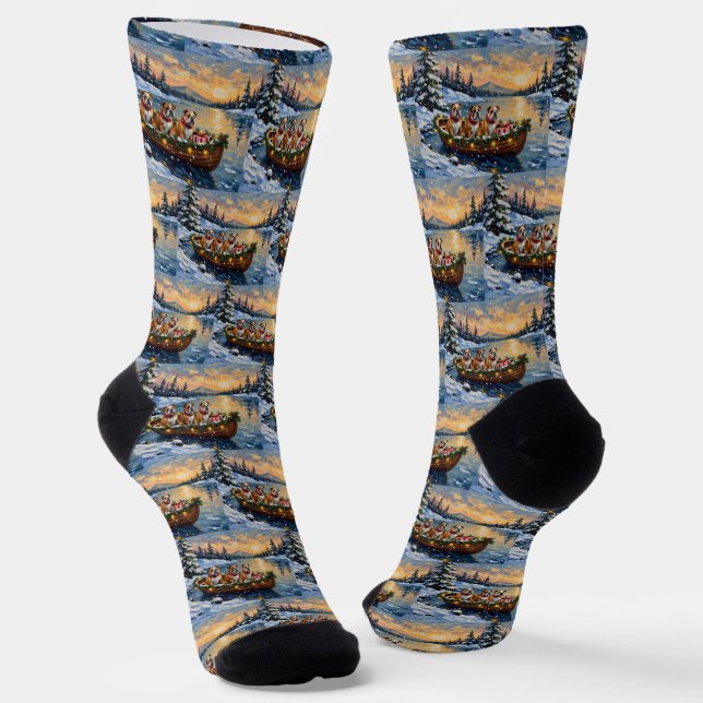 Calcetines Bulldog Christmas Boat Holiday (Angular)