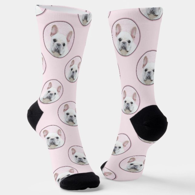Calcetines Bulldog francés pinta arte de perro Mascota crema  (Angular)