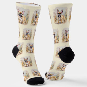 Calcetines Bulldog francés Tan Perro Cute Frenchie de color f