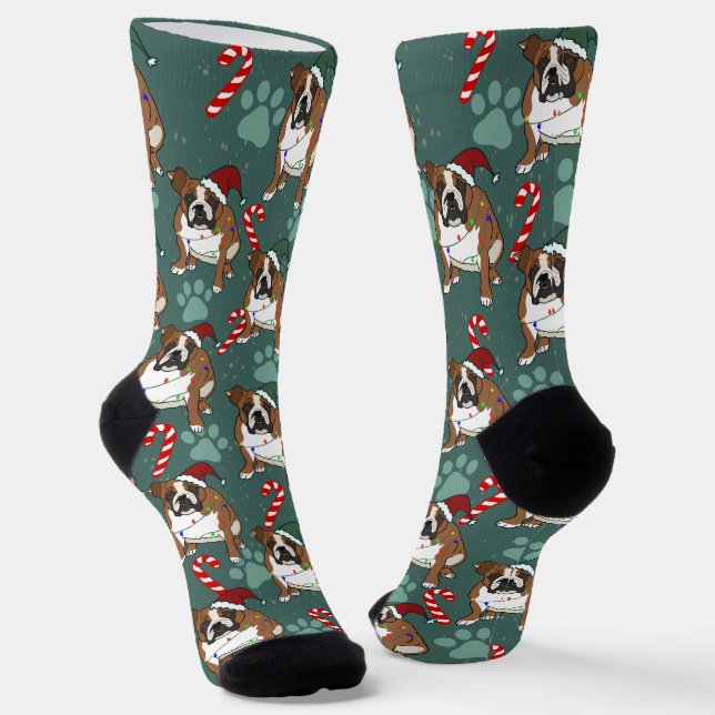 Calcetines Bulldog inglés de vacaciones para navidades (Angular)