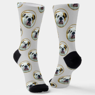 Calcetines Bulldog Pintura de arte de perro Mascota inglés ro