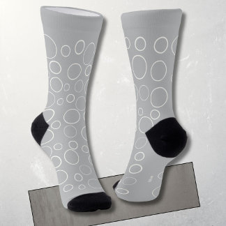 Calcetines Burbujas y anillos, círculos blancos sobre gris