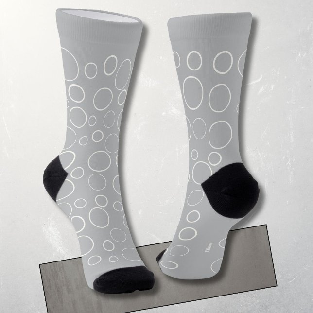Calcetines Burbujas y anillos, círculos blancos sobre gris (Subido por el creador)