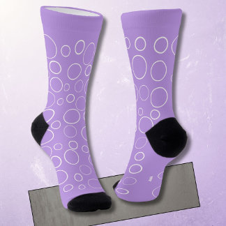 Calcetines Burbujas y anillos, círculos blancos sobre lavanda