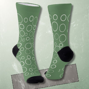 Calcetines Burbujas y anillos, círculos blancos sobre verde