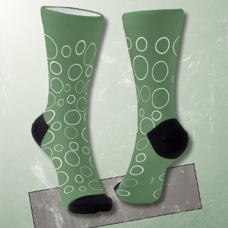 Calcetines Burbujas y anillos, círculos blancos sobre verde