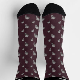 Calcetines Burgundy Skull Halloween Socks with Name