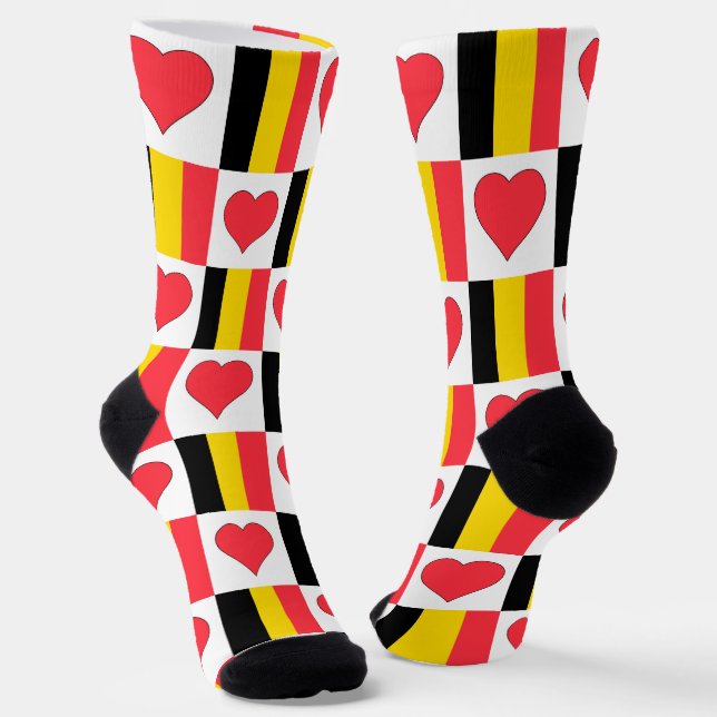 Calcetines Burla del orgullo belga del patrón cardíaco (Angular)