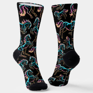 Calcetines Caballo Luz de Neón Efecto Glitch Estilo Retro