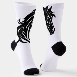 Calcetines Cabeza de caballo negro magnífica