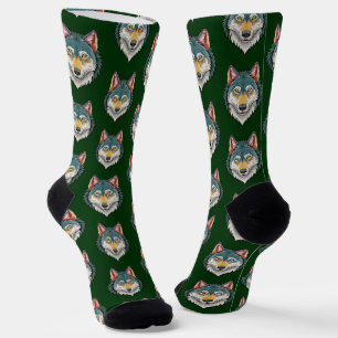 Calcetines Cabeza de lobo desde el frente