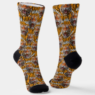 Calcetines Cabeza De Tigre Sobre El Diseño De Impresión Anima