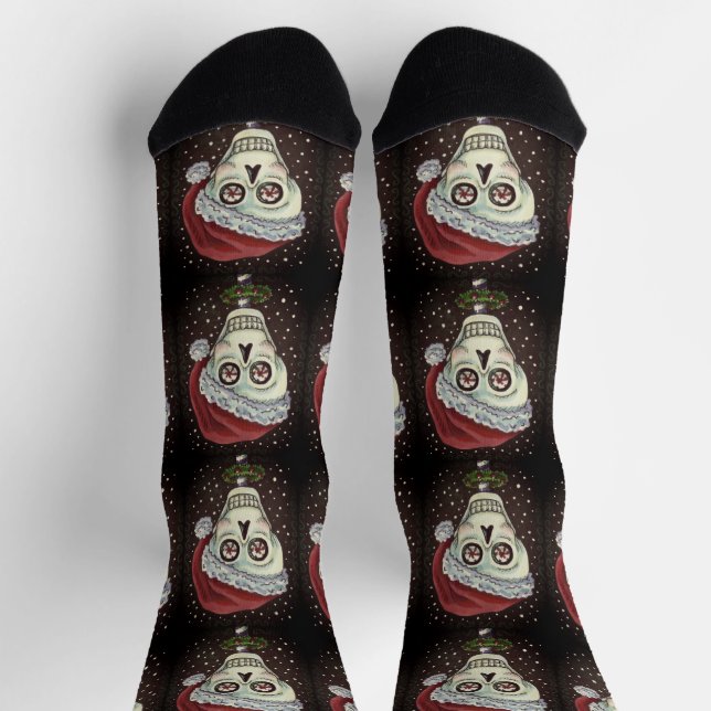CALCETINES CABEZA MUERTA SANTA SKULL, NAVIDADES SKELETON HUMO (Arriba)