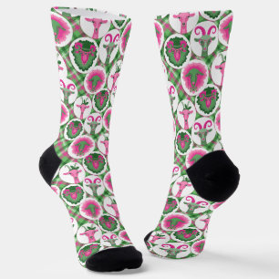 Calcetines Cabras hipster de color rosa caliente y verde limó