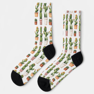 Calcetines Cactus en macetas con flores