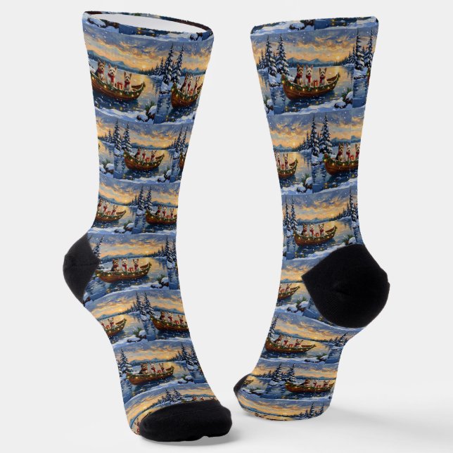 Calcetines Cairn Terrier Christmas Boat Holiday (Angular)