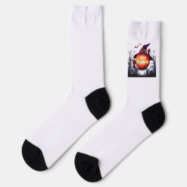 Calcetines Calabaza de Halloween, Gorra de brujas y gatos neg