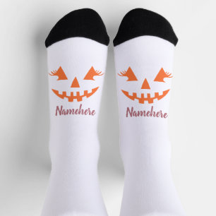 Calcetines Calabaza de Jack O Lantern Femenina con Nombre Per