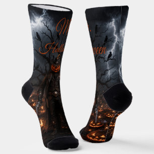 Calcetines Calabaza espeluznante de Halloween Sheriff Vaquero